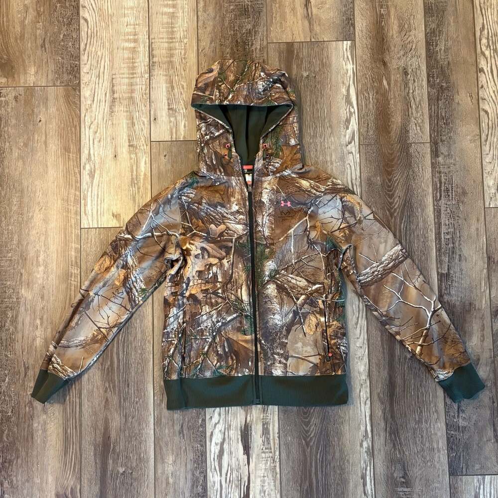 Under Armour Storm Realtree Hunting Camo Hoodie Womens M Full Zip